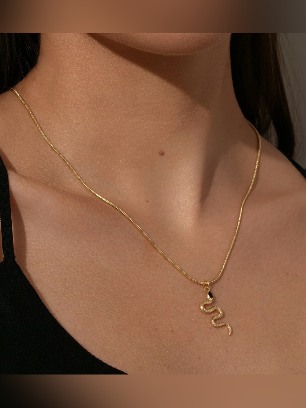 NEW Uncommon James Gold Snake Pendant Necklace